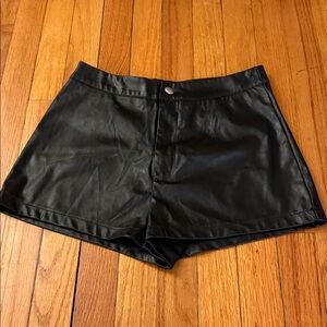 SHEIN Black High Waist Faux Leather Shorts